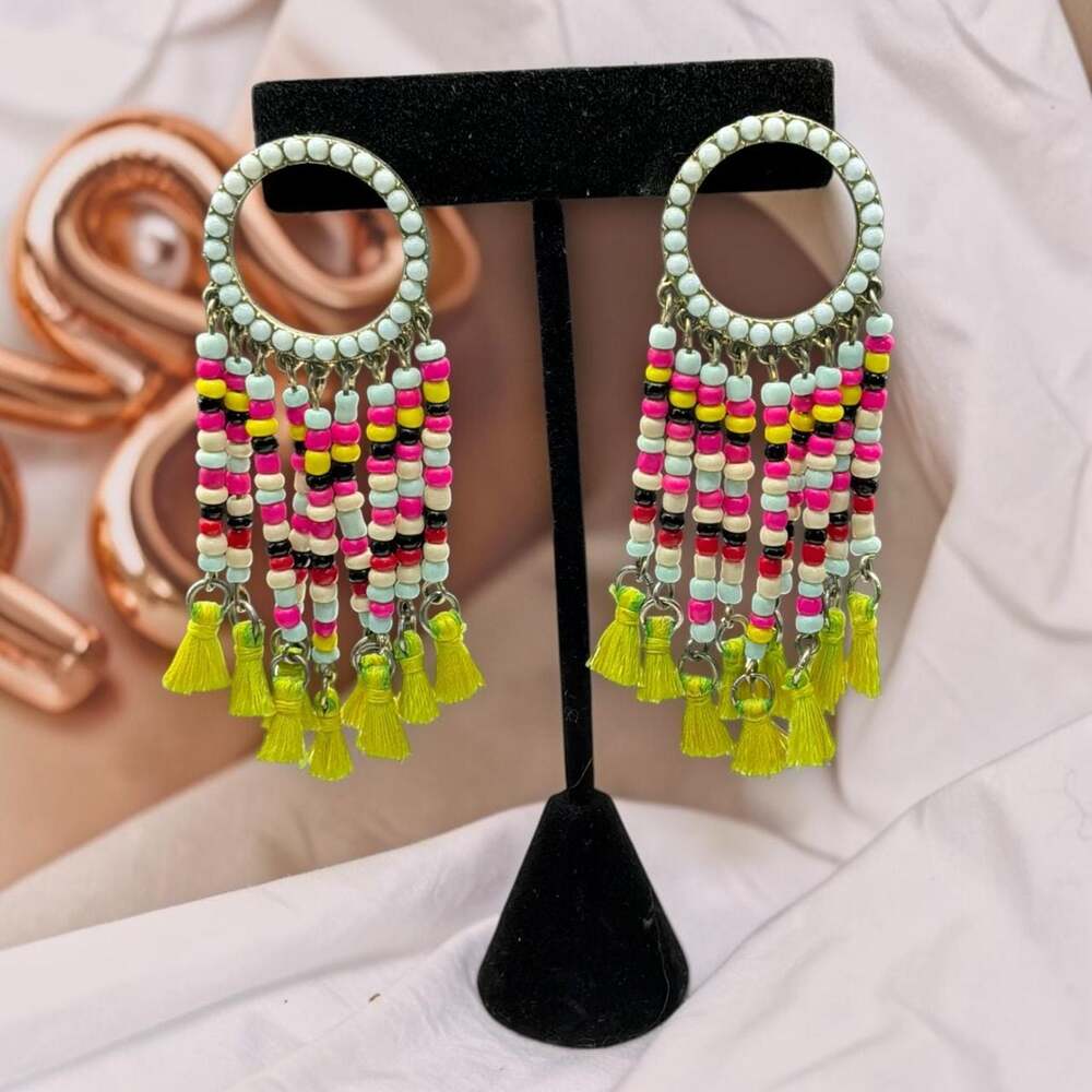 BaubleBar Rosa Fringed Drop Beaded Tassel Earrings